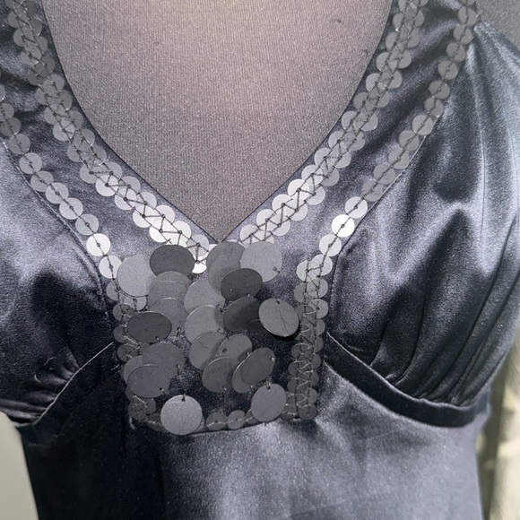 The Limited Y2K Black Satin Sequin Embellished Halter Top - Picture 3 of 7